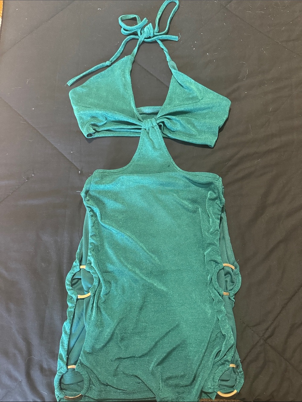 Emerald Green Cutout Halter Dress